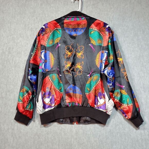 Active Code Jacket Women Small Black Hot Air Balloon Windbreaker Full Zipper Vtg - Picture 9 of 10